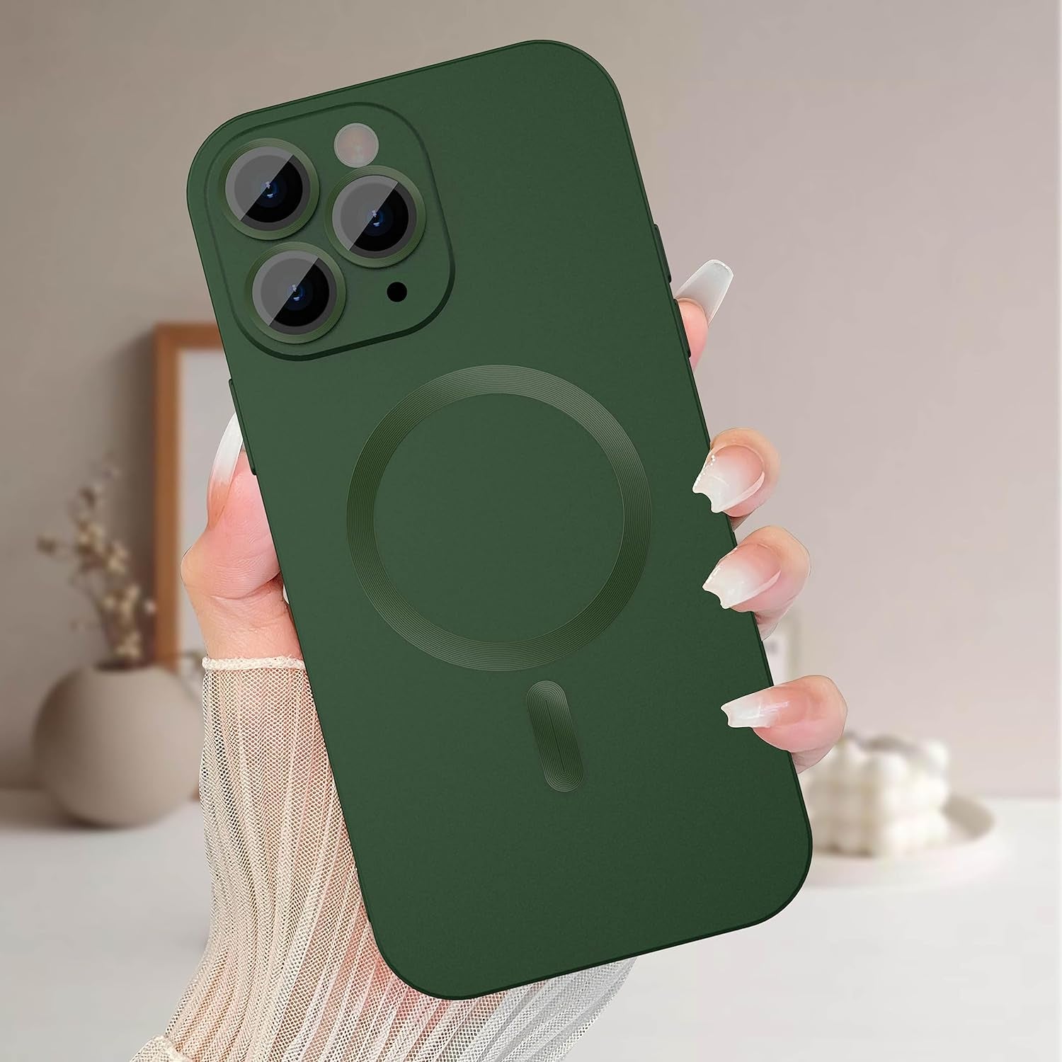Womdakon Magnetic Case for Iphone 11 Pro Max Phone Case for Women, [Adaptation with Magsafe] Matte Luxury Soft Metallic Luster Design for Iphone 11 Pro Max 6.5'' with Camera Protector-Green  Womdakon   