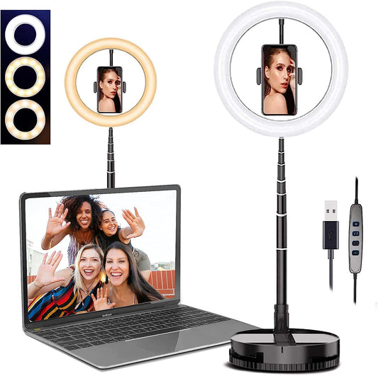 BZ 10 Inch Selfie Ring Light with Dimmable 3 Color Lights, LED Ring Light with Stand and Phone Holder, for Makeup, Live Streaming, Tiktok, Youtube Video, Photography  BZ   