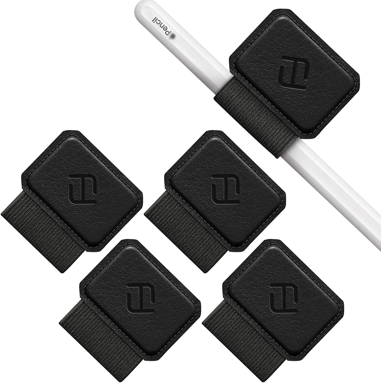Fintie 4 Pack Pen Loop Holder Compatible with Apple Pencil 1St & 2Nd Generation and Stylus Pens, Elastic Adhesive Leather Pen Sleeve Attached to Cases, Notebooks Journals Calendars, Black  FINTIE   
