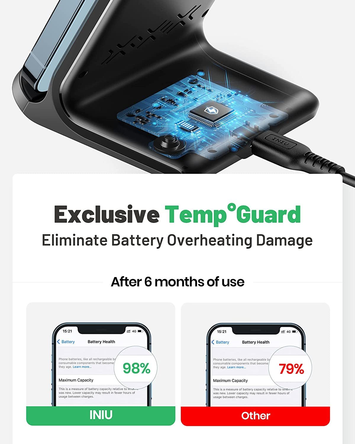 INIU Wireless Charger, 15W Fast Wireless Charging Station with Sleep-Friendly Adaptive Light Compatible with Iphone 14 13 12 Pro XR XS 8 plus Samsung Galaxy S23 S22 S21 S20 Note 20 10 Google LG Etc  Shenzhen Topstar Industry Co.,Ltd.   