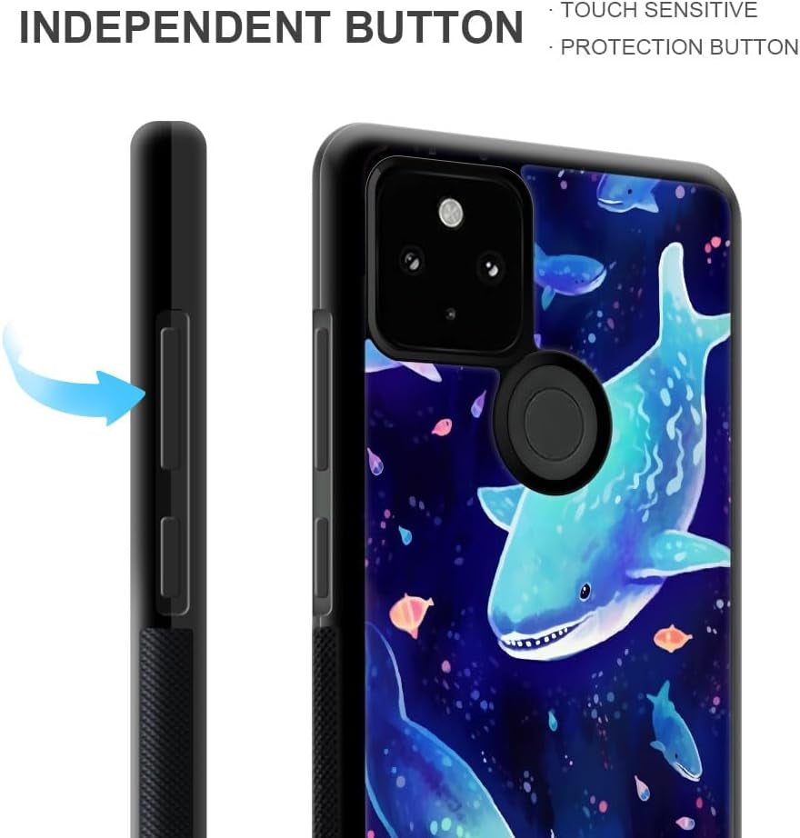 CARLOCA Compatible with Google Pixel 5 Case,Corlorful Purple Shark Pattern Design for Girl Boy Shockproof Anti-Scratch Case for Google Pixel 5  CARLOCA   