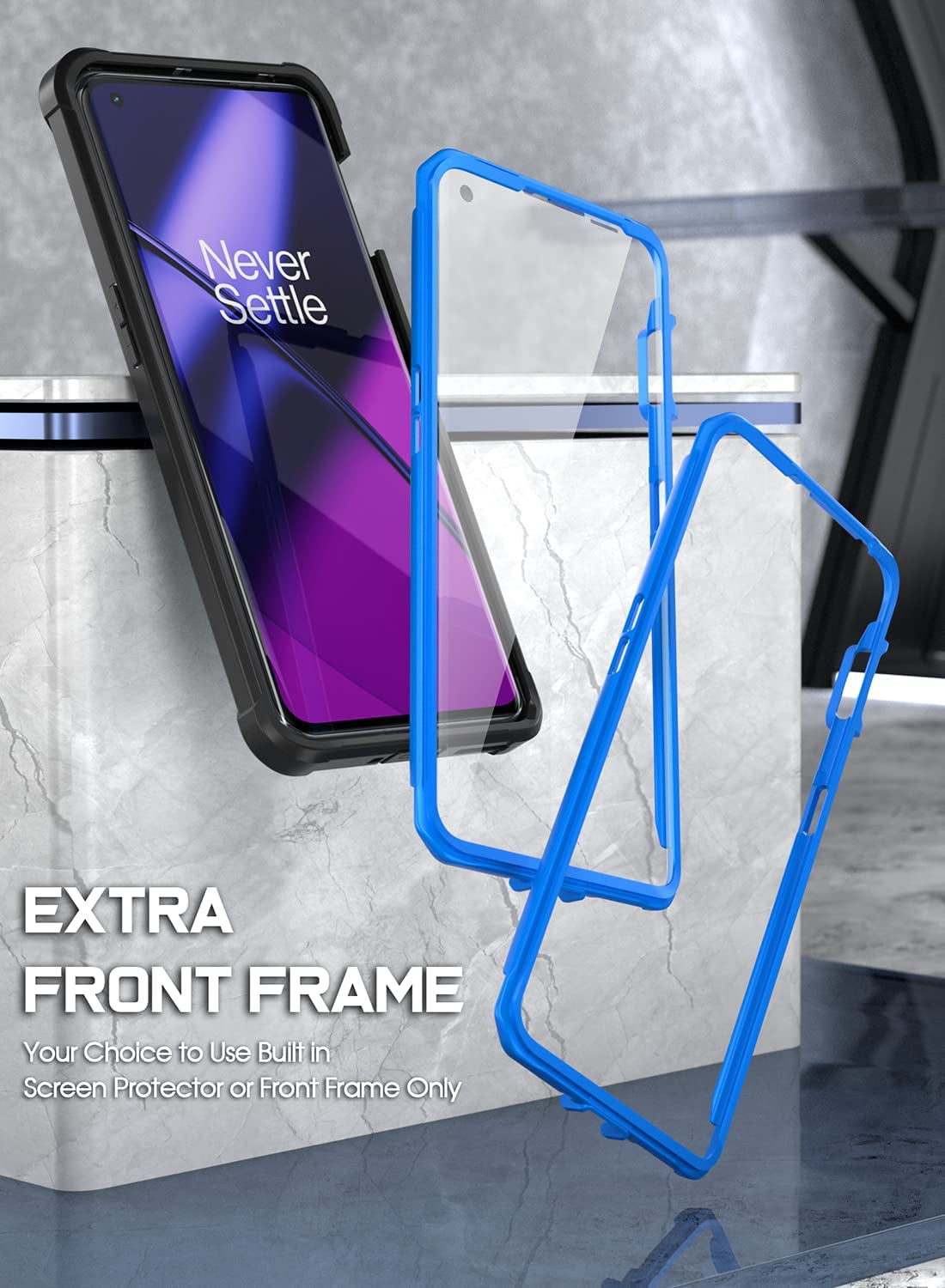 Poetic Guardian Case for Oneplus 11 5G 6.7" (2023) [20 FT Mil-Grade Drop Tested], Full-Body Hybrid Shockproof Bumper Cover with Built-In Screen Protector, Blue/Clear  Poetic   