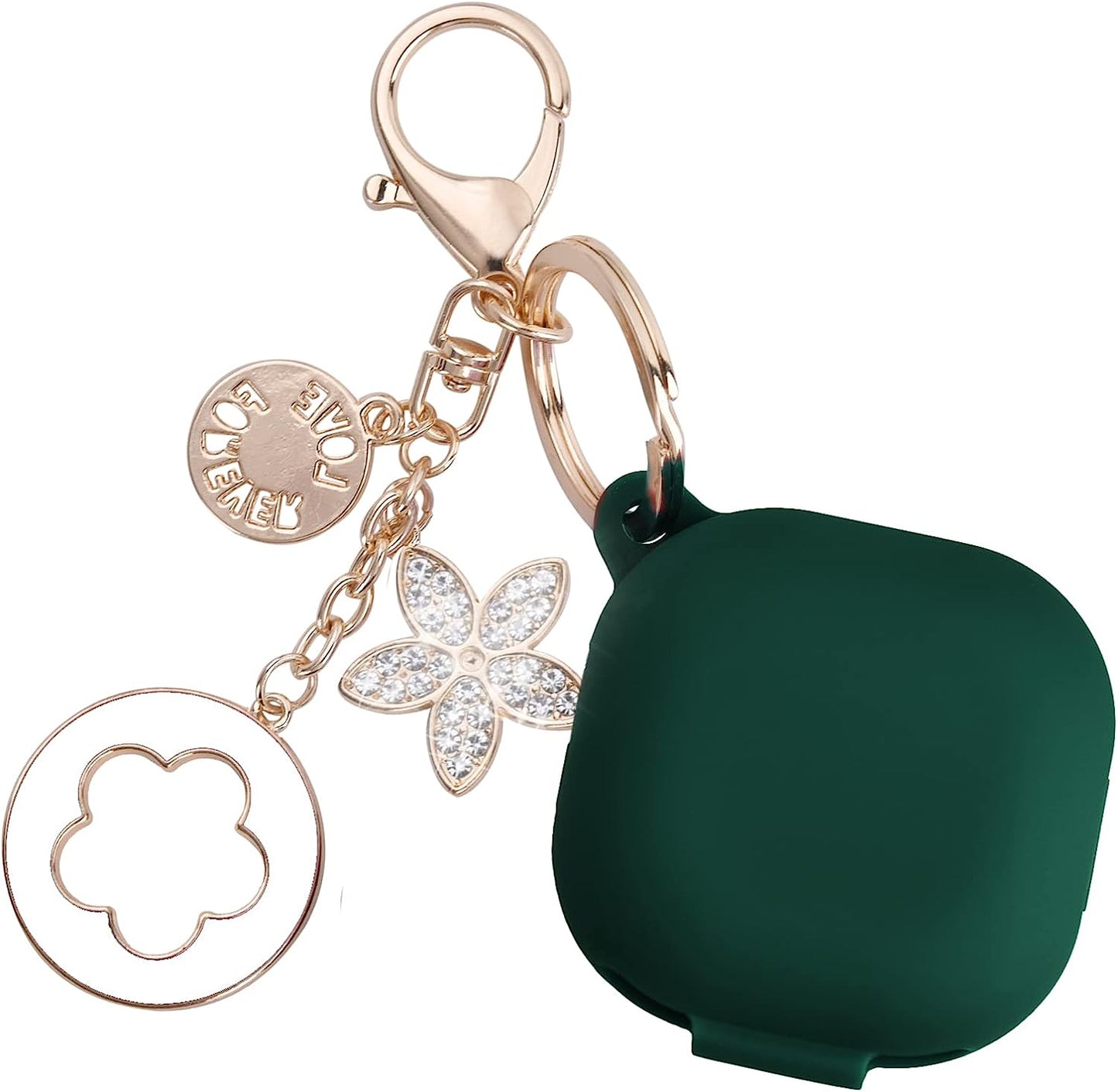 OLEBAND Galaxy Buds 2 Pro 2022/Galaxy Buds 2/Pro Case 2021/Galaxy Buds Live 2020 Case Cover,Soft Silicone Protective Cover with Cute Keychain Accesories,For Women and Girls,Milk Tea  OLEB Green  