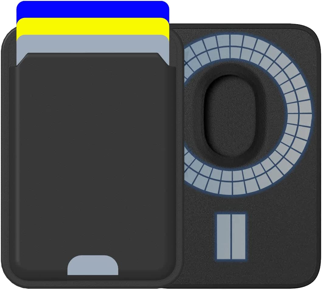 Magnetic Card Holder Designed for Magsafe Wallet, Designed for Iphone 12 13 14 15 Pro Max Mini, Highimitation Leather, Strong Magnet on Back, Quick Access (3 Cards, Dark Cherry)  Python Trend One 3 Cards, Black  