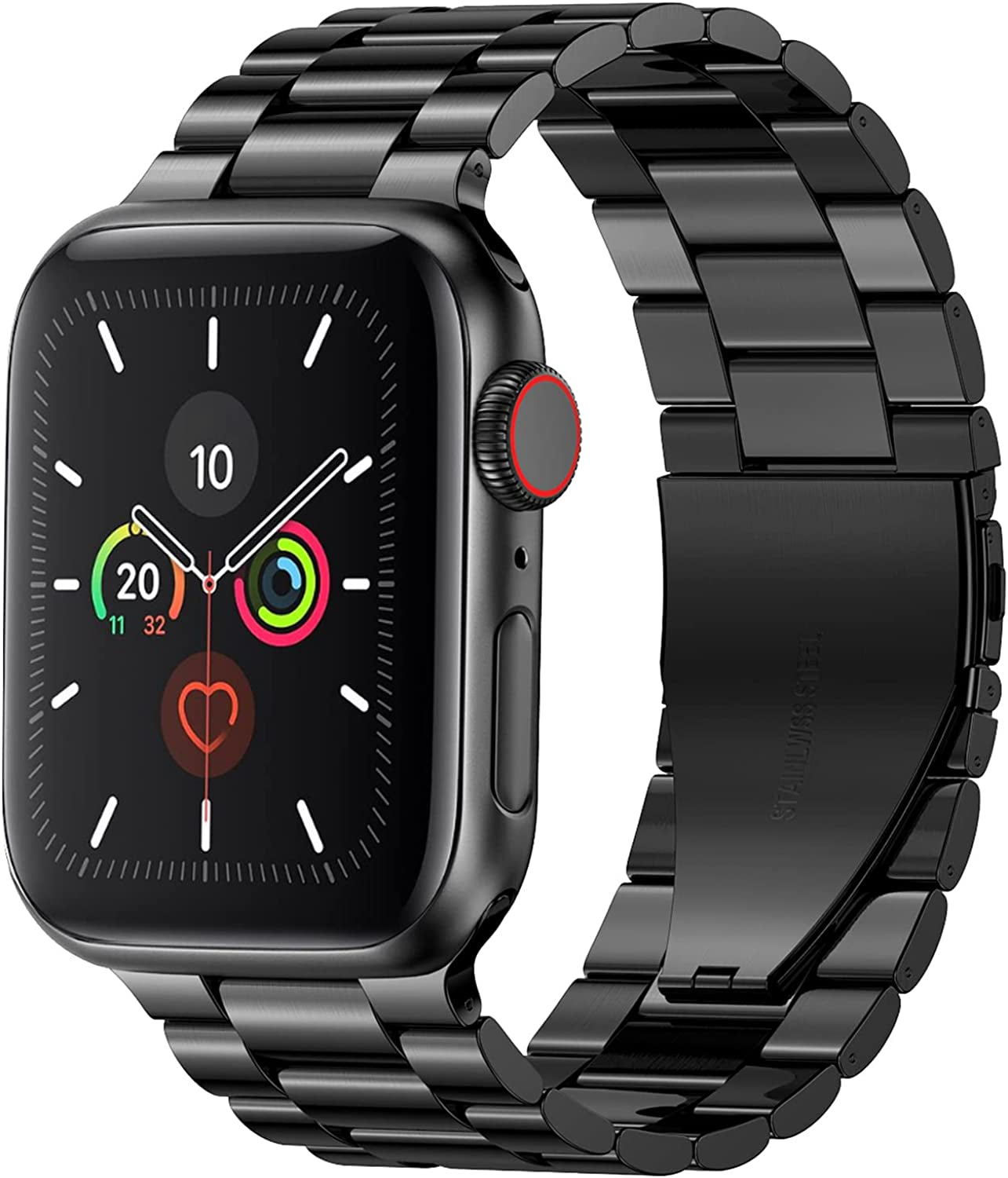 Fitlink Metal Band Compatible for Apple Watch Series 8 7 6 5 4 3 2 1 SE Apple Watch Ultra, Stainless Steel Waterproof Apple Watch Band for Apple Watch 38Mm 40Mm 41Mm 42Mm 44Mm 45Mm 49Mm for Women Men  Fitlink Black 42/44/45/49 mm 