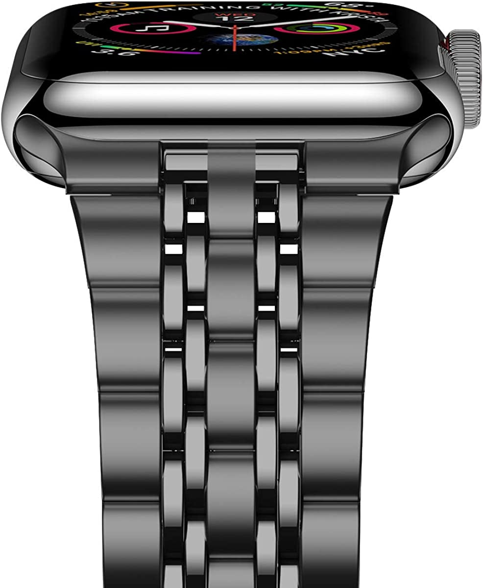 Iiteeology Metal Band Compatible with Apple Watch Band 49Mm 45Mm 44Mm 42Mm 41Mm 40Mm 38Mm, Upgraded Business Stainless Steel Link Band for Apple Watch Ultra Series 8/7/6/5/4/3/2/1/SE  iitee Space Gray-7 Beads 49mm/45mm/44mm/42mm 