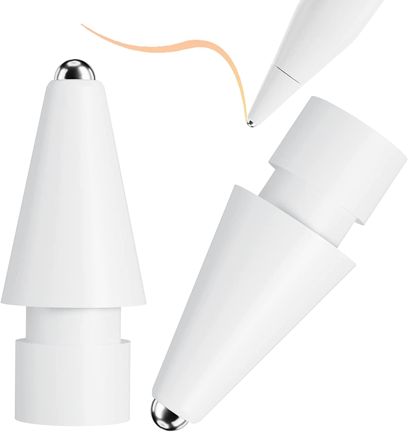 Replacement Tips Compatible with Apple Pencil 2 Gen Ipad Pro Pencil - Ipencil Nib for Ipad Pencil 1 St/Pencil 2 Gen White, 2 Pack  Qreninv White Short  
