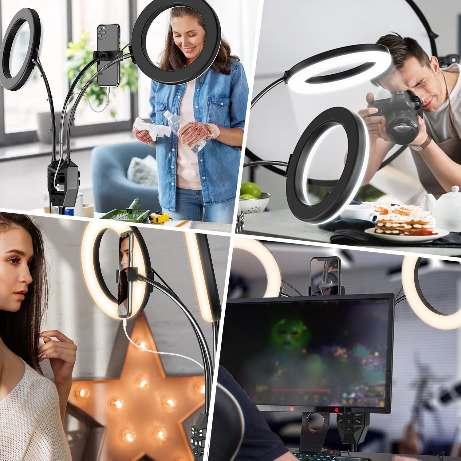 SEBIDER Dual 36W 6500K LED Ring Light with 73" Extendable Tripod Stand & Phone Holder, Portable Light Rings with Carry Bag for Youtube Video/Selfie/Live Stream/Makeup/Tiktok  SEBIDER   