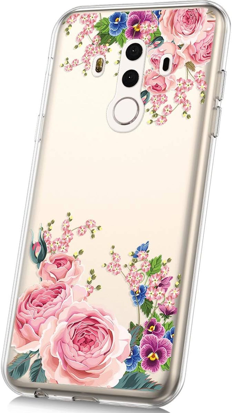 PHEZEN Case for Huawei Mate 10 Pro Case,Cute Art Design Soft Flexible Crystal Clear TPU Silicone Rubber Case Ultra Thin Transparent TPU Bumper Cover Phone Case for Huawei Mate 10 Pro,Blue Dreamcatcher  PHEZEN Pink Rose Flower  