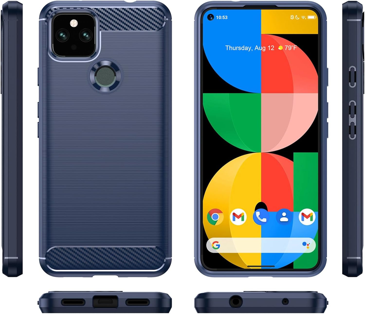 EUAGVQY for Pixel 4A 5G Google 4A 5G Case Carbon Fiber Soft TPU Anti-Slip Durable Lightweight Protective Phone Cover for Google Pixel 4A 5G（Blue）  EUAGVQY   