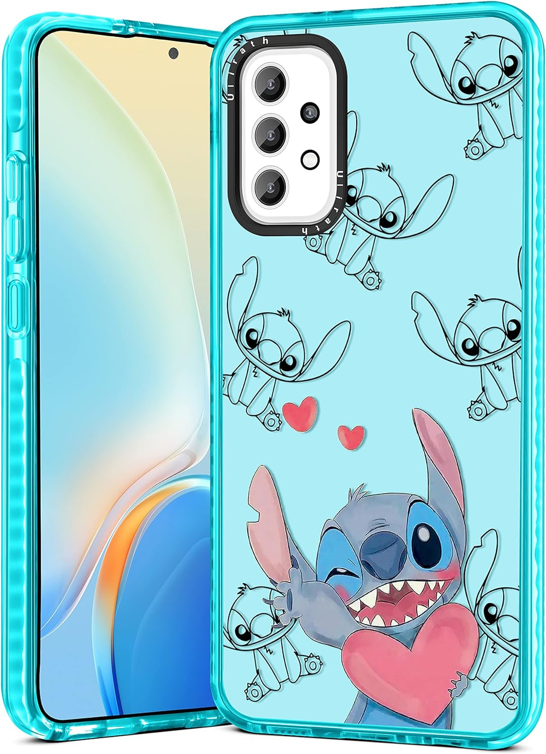 Ulirath for Samsung Galaxy A53 5G 6.5" Case Cartoon Straw Hat Character Designer Pattern Cover Cool Funny Fashion for Girly Girls Kids Boys Bumper Soft Protective Phone Cases for A53 5G  Ulirath For Samsung Galaxy A53-White Heart Stih  