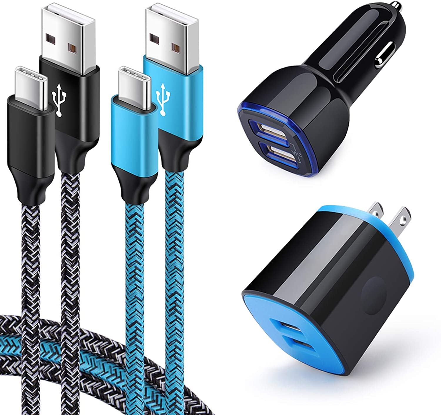 USB Wall Charger Fast Charging for Samsung Galaxy S23/S22/S21+/S20 Fe/S10E/S9/S8,Note 20 Ultra,A14/A50/A20/A21/A51/A71/A10E/A11/A13/A23/A53,Moto G Power/G Stylus/G Fast,Phone Charger Head,Type C Cable  Shenzhen Putuo Technology Co.,Ltd Charger Kit(Black Blue)  