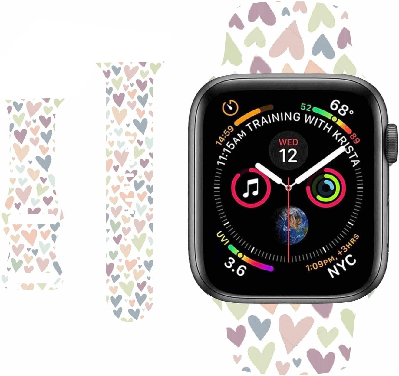 HYHMXB Chic Breathable Character Halloween Bands Compatible with Apple Watch 42Mm 44Mm 45Mm M/L, Grade Soft Silicone Sports Wristband Strap for Iwatch SE & Series 8 7 6 5 4 3 2 (Happy Skull)  HYHMXB N. Valentine's Day Fresh Love 42mm/44mm/45mm M/L 