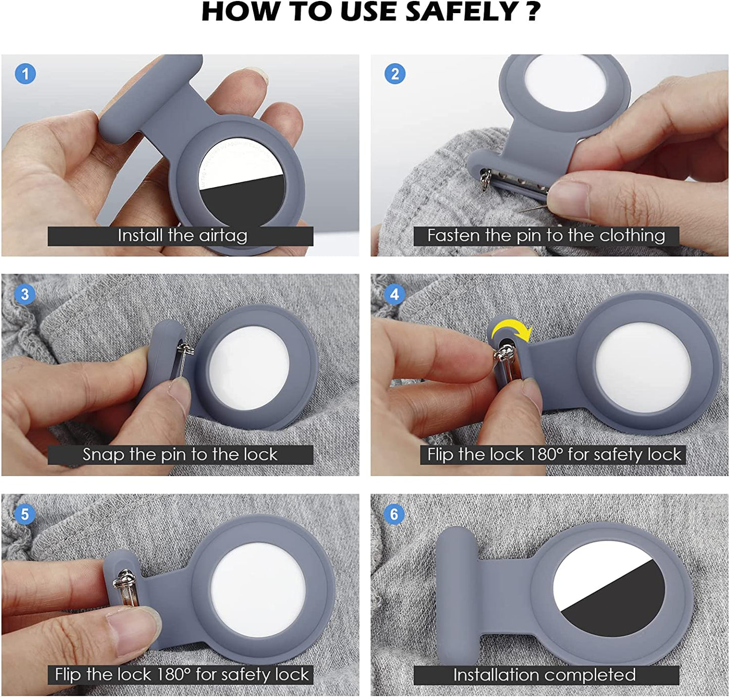 Airtag Hidden GPS Tracker Case,Airtag for Kids,Elderly,Pet,Clothing (Navy Blue&Blue)(Not GPS Included)  WALLFID   