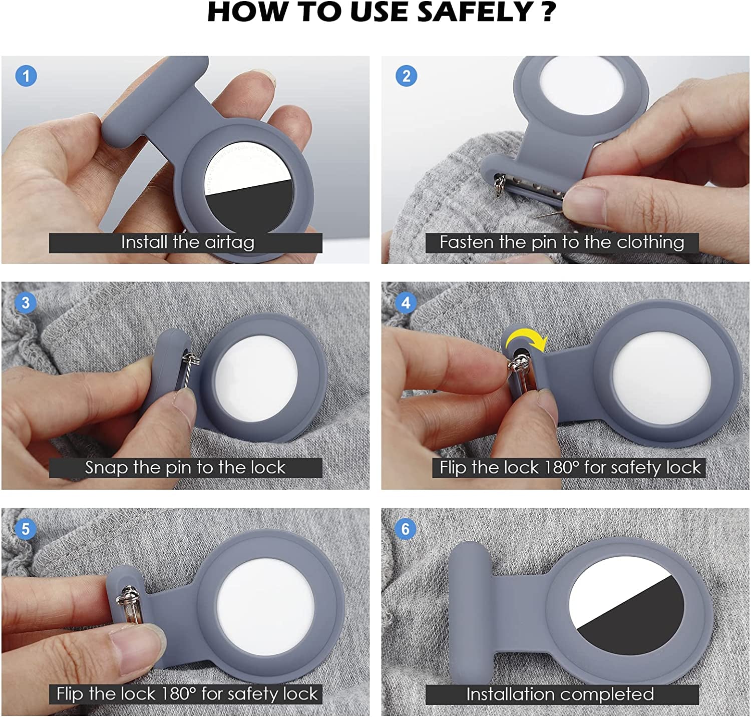 Airtag Hidden GPS Tracker Case,Airtag for Kids,Elderly,Pet,Clothing (Navy Blue&Blue)(Not GPS Included)  WALLFID   