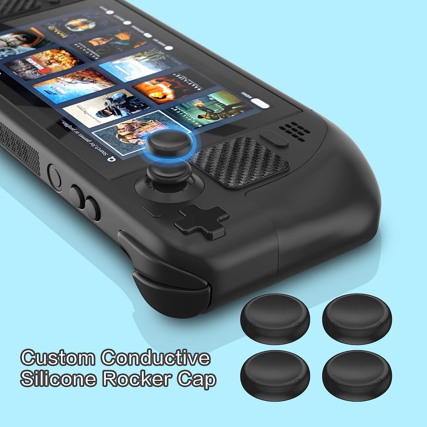 Steam Deck Accessories, Steam Deck Touch Protector, Steam Deck Dust Plug, Steam Deck Silicone Thumb Grip Caps, Vent Dust Filter Cover with Trackpads Skins - 9 in 1  ECHZOVE   