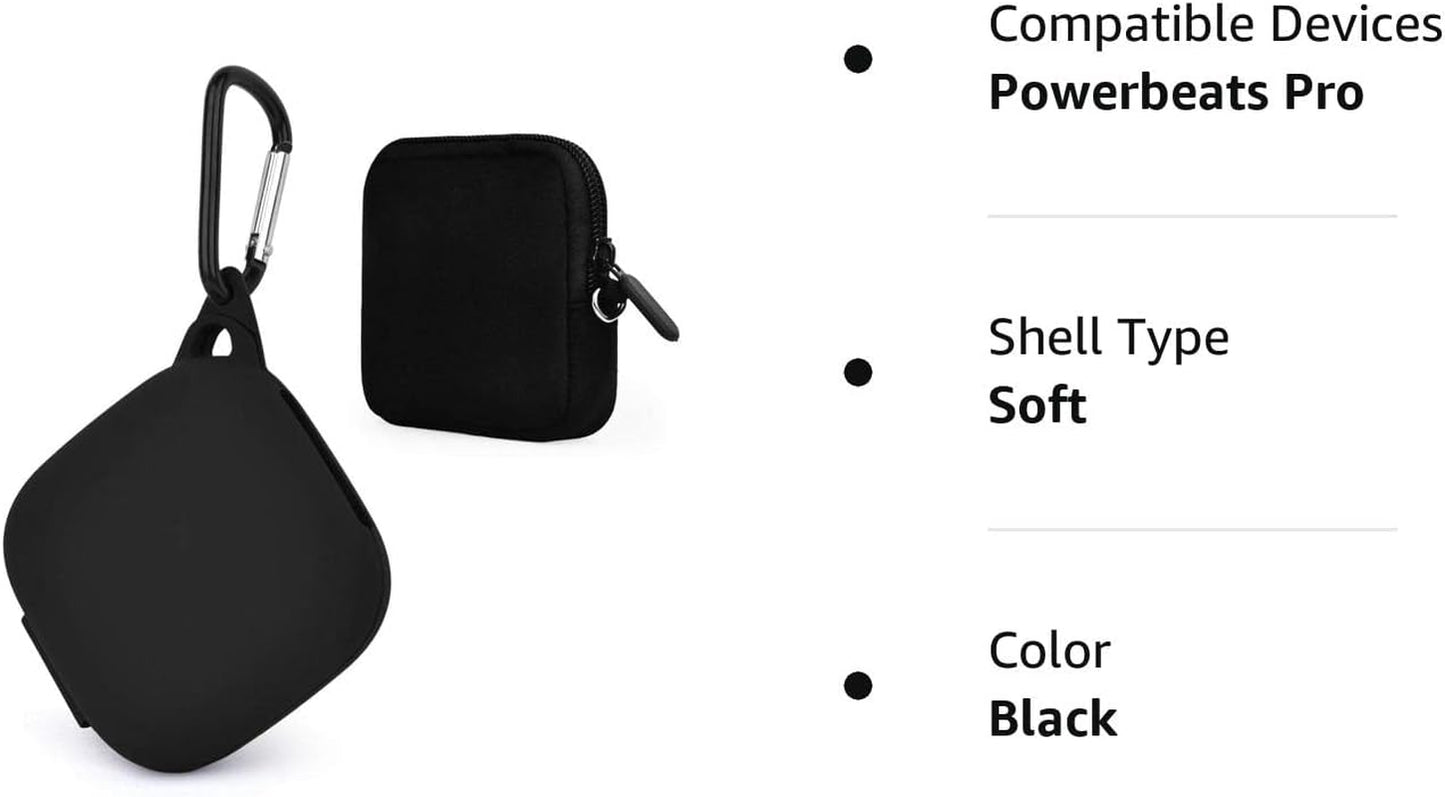 TOROTOP Case Compatible for Powerbeats Pro Case Cover,Anti-Lost & Shockproof Easy Carrying Silicone Case Accessories with Keychain and Soft Portable Storage Travel Carrying Case (Black)  TOROTOP   