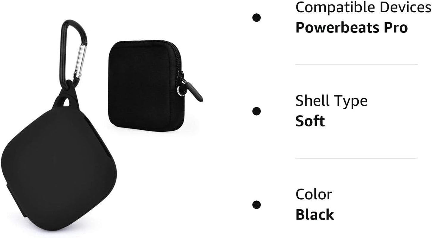 TOROTOP Case Compatible for Powerbeats Pro Case Cover,Anti-Lost & Shockproof Easy Carrying Silicone Case Accessories with Keychain and Soft Portable Storage Travel Carrying Case (Black)  TOROTOP   
