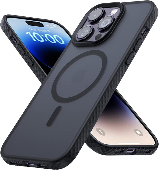 Lamicall Magnetic Case for Iphone 14 Pro - Magnet Case for Magsafe [Anti-Slip Edge] [Mil-Grade Airbag Shockproof], Translucent Hard Slim Protective Apple Iphone 14 Pro Cover Black  Lamicall   