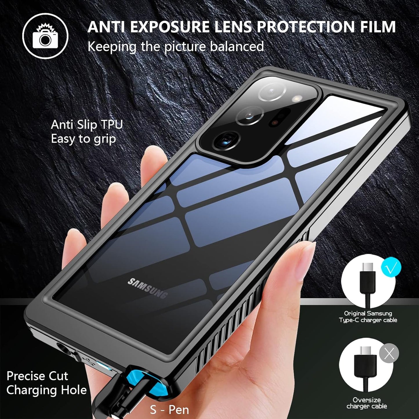 Temdan for Samsung Galaxy Note 20 Ultra Case Waterproof, Built in Screen Protector 360° Full Body Heavy Duty Shockproof IP68 Waterproof Note 20 Ultra Case for Samsung Note 20 Ultra 5G 6.9"-Blue  Temdan   