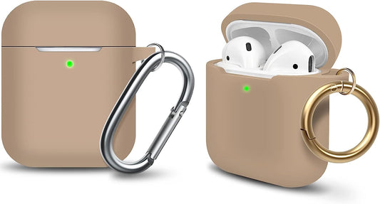 MOLOPPO Case Cover Compatible with Airpods, Soft Silicone Protective Cover with Keychain for Women Men Compatible with Apple Airpods 2Nd 1St Generation Charging Case, Front LED Visible- Milk Tea  MOLOVA   