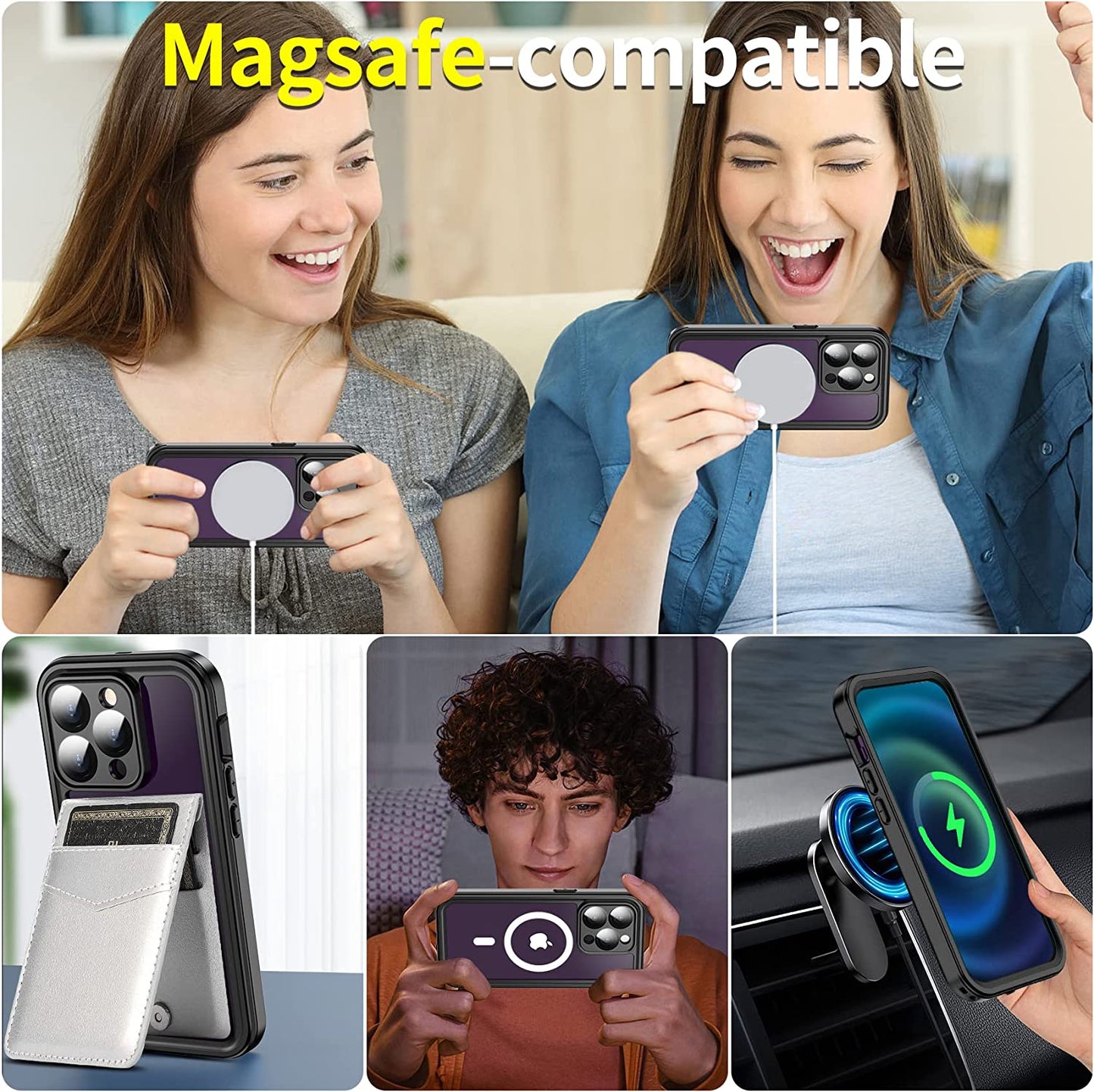 MOZOTER for Iphone 14 Pro Max Case Waterproof,Built-In 9H Tempered Glass Screen Protector [Real 360][IP68 Underwater][14Ft Military Dropproof][Dustproof][Compatible with Magsafe] - Black/Clear  MOZOTER   