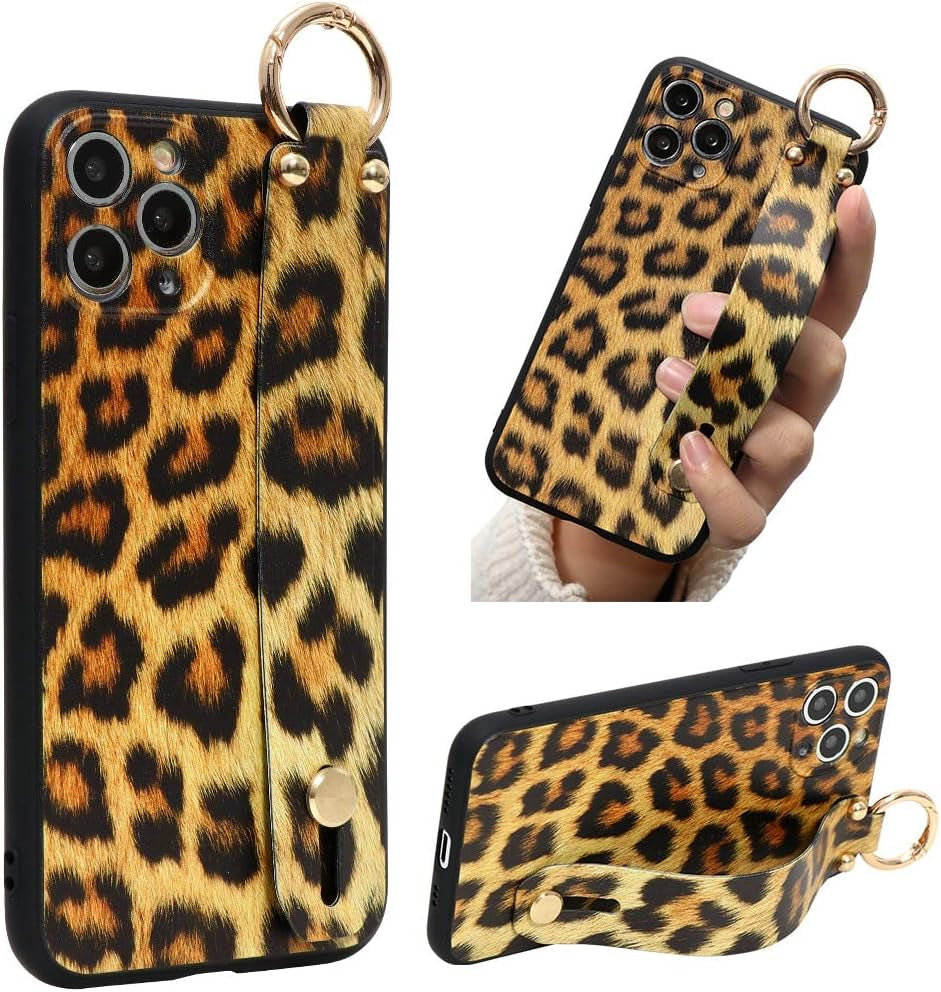 Eouine for Samsung Galaxy A32 5G Case [6.5"] Case Silicone Wrist Strap Band with Pattern Ultra Slim Shockproof Soft Gel Cover Wristband Bumper Skin for Samsung A32 5G (Leopard Print 1)  Eouine   