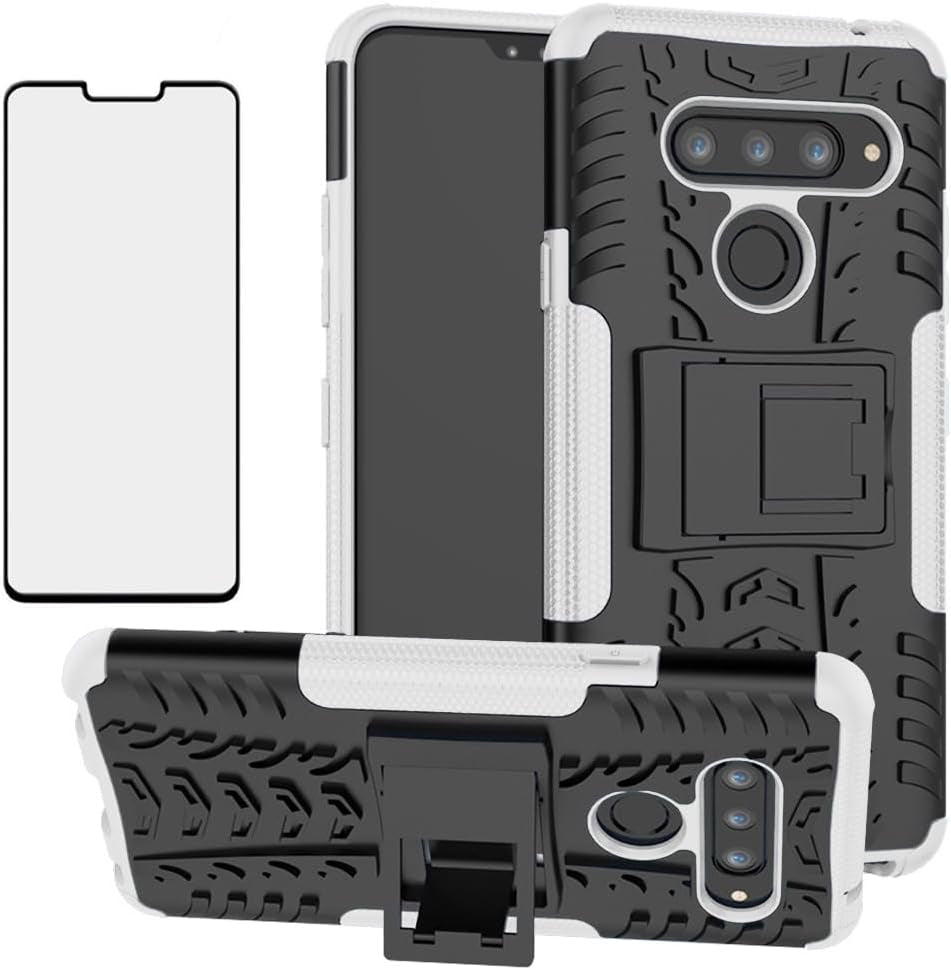 Asuwish Phone Case for LG V40 Thinq with Tempered Glass Screen Protector and Slim Stand Hybrid Heavy Duty Rugged Protective Cell Cover LGV40 Storm V 40 Thin Q V40Thinq LG40 40V 40Thinq Women Black  Asuwish White For V40 Thinq / V40 / V40 Storm 