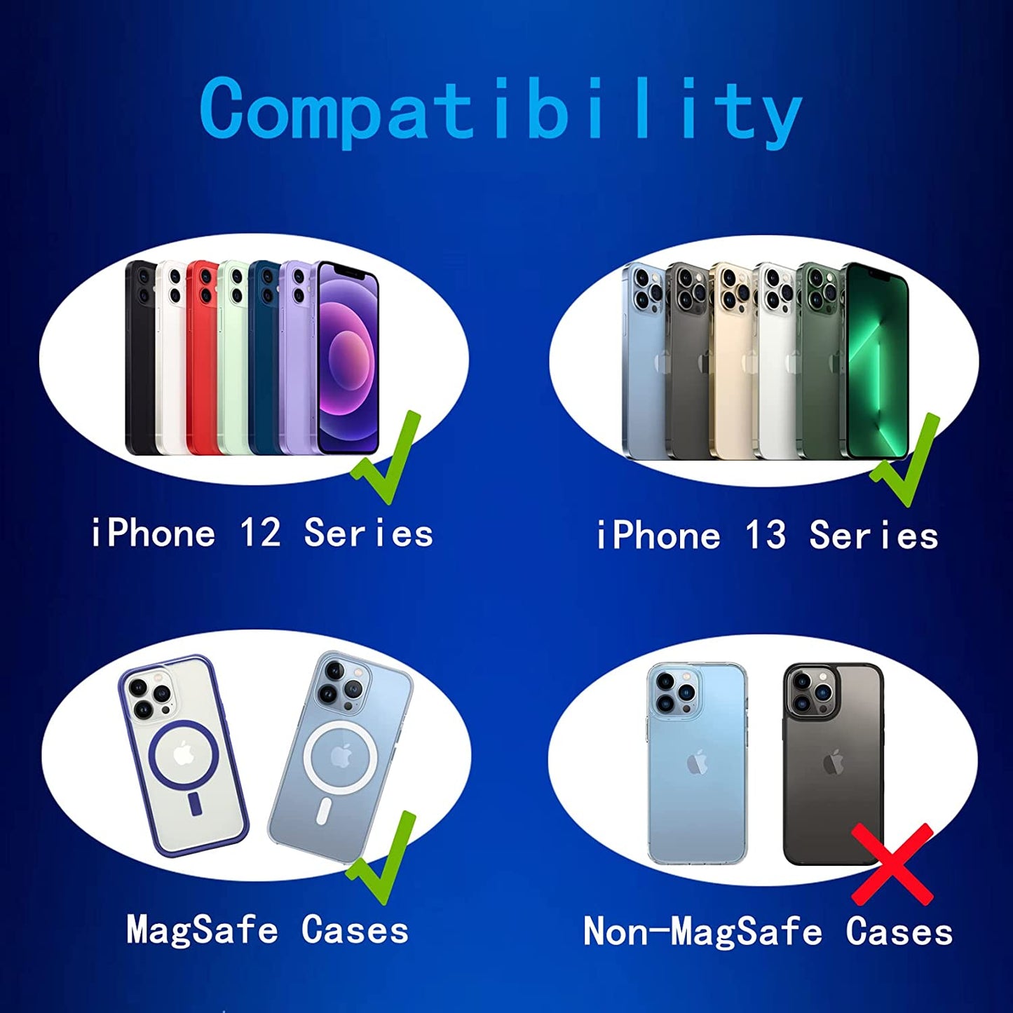 AIZHEM Magnetic Wallet for Iphone, Magnetic Leather Card Holder for Apple Magsafe, Mag Safe Cardholder Compatible with Iphone 12/13 Mini/Pro/Pro Max, Iphone 14 Series and Magsafe Case, Ink Blue  AIZHEM   