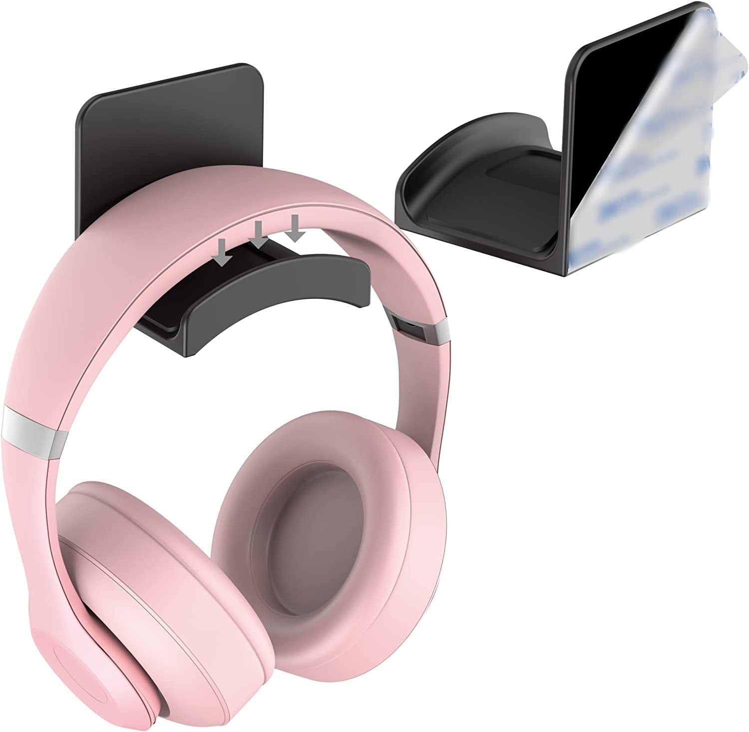 Homemount Headphone Stand Headset Holder - Adhesive Gaming Headphone Hanger Hook Desk Mount for Most Headphone & Controller (Black)  HomeMount   