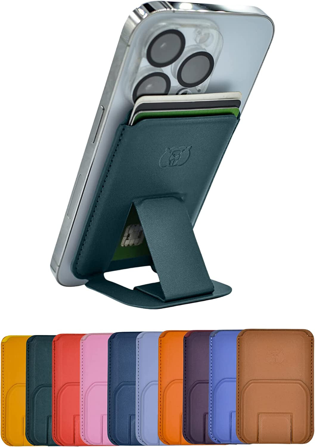 Beaverr Magnetic Card Wallet with Kickstand, Compatible with Magsafe, for Iphone 14 Pro Max/14 Pro/14/14 Mini, Iphone 13 Pro Max/13 Pro/13/13 Mini, Iphone 12 Pro Max/12 Pro/12/12 Mini (Wine)  Beaverr Dark Green  