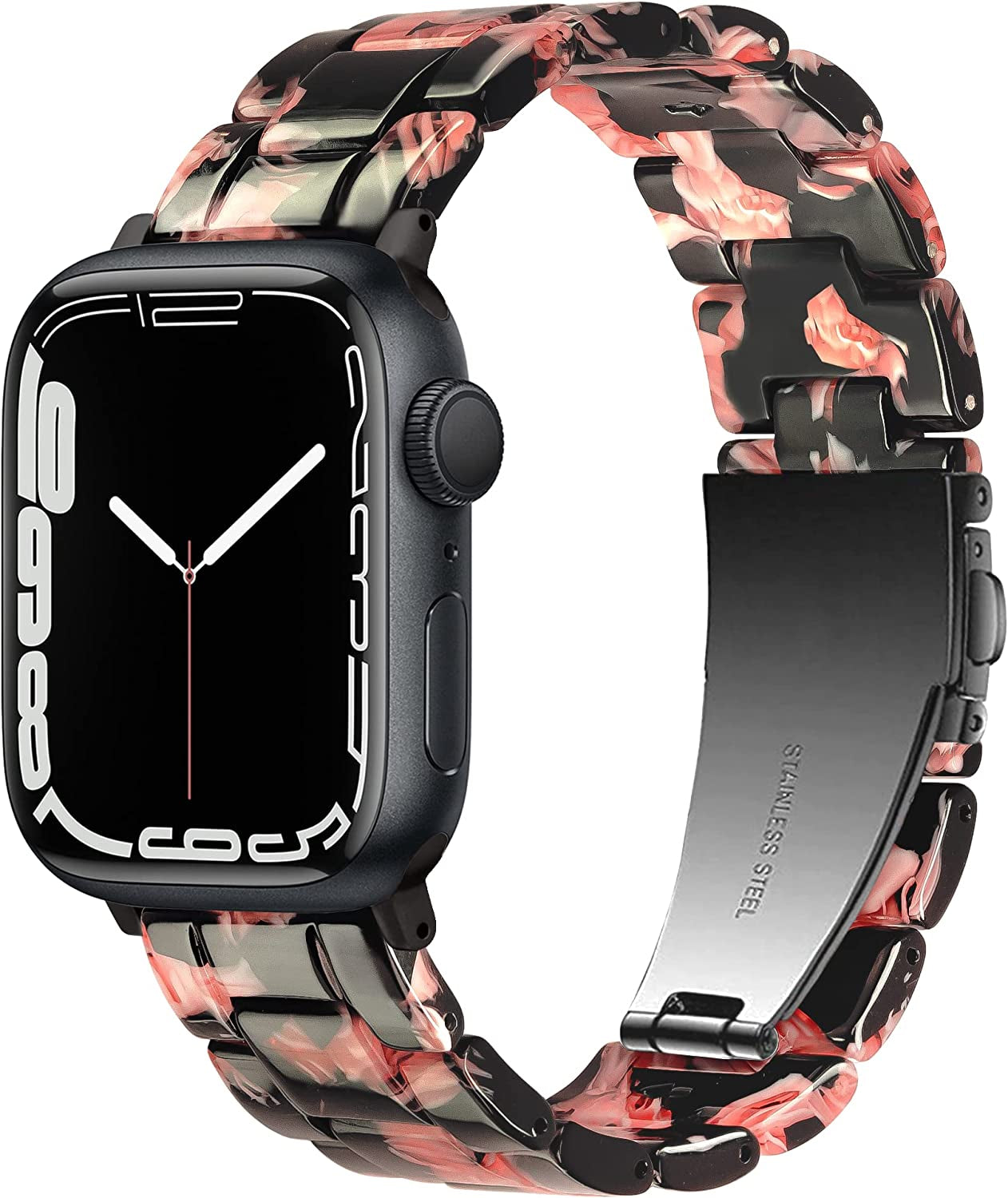 Vamyzji Compatible with Apple Watch Band 41Mm 40Mm 38Mm or 49Mm 45Mm 44Mm 42Mm, Light Waterproof Easy Adjustable Resin Replacement Iwatch Band for Apple Watch Ultra Series 8 Series 7 6 SE 5 4 3 2 1  Vamyzji Black Rose 41mm/40mm/38mm 