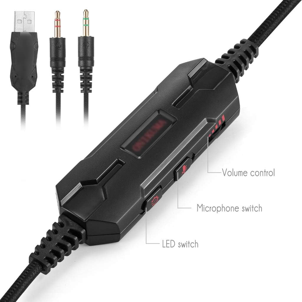 Surround Sound Stereo Gaming Headset Noise Cancellation Over-Ear Gaming Headphones for PC Laptop Tablet Smart Phone  THER   