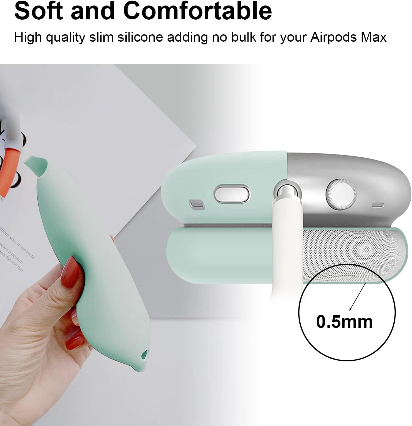 OETKER Compatible Airpods Max Case Cover, Soft Silicone 3 in 1 Anti-Scratch Ear Pad Case Cover/Ear Cups Cover/Headband Cover Accessories Skin for Airpods Max, Green Glow in the Dark  OTK   