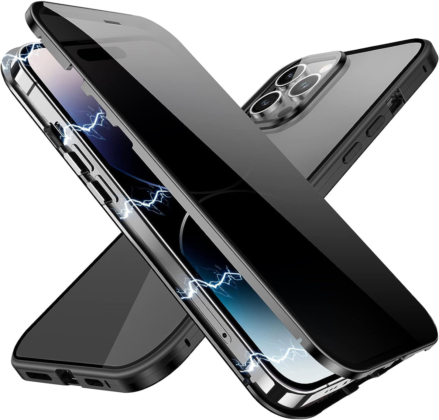 YUNQE Privacy Magnetic Case for Iphone 12 Pro Max, Double Sided Magnet Adsorption Cover with Anti-Peep Screen Protector and Camera Lens Full Body Protective for Iphone 12 Pro Max, Red  YUNQE Black Iphone 14 Pro-6.1" 