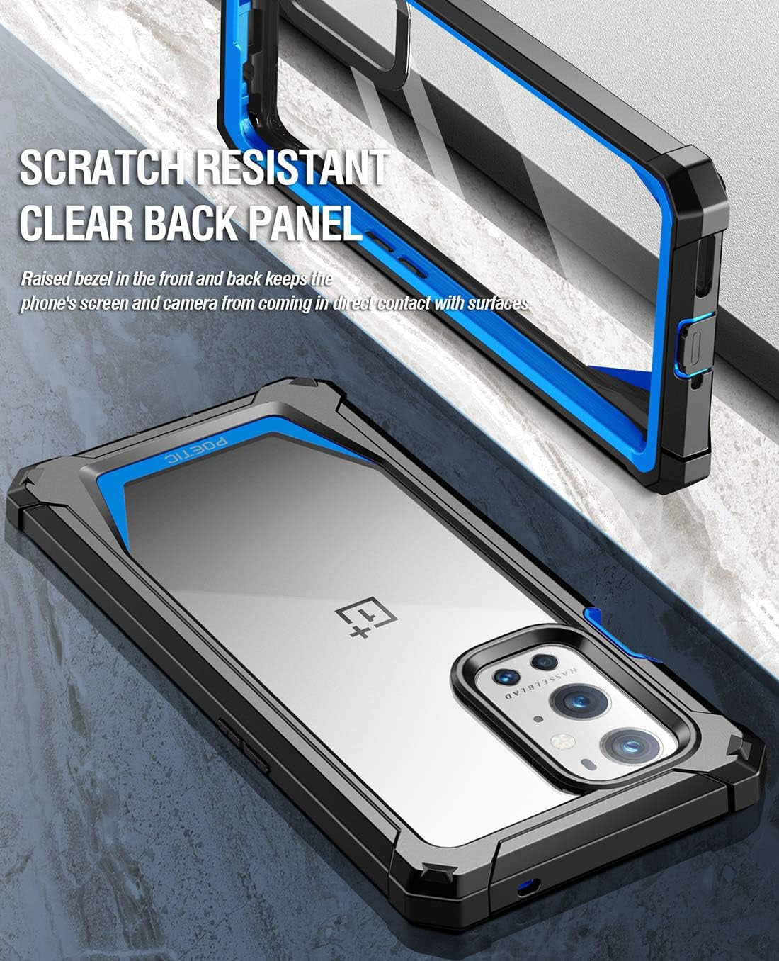 Poetic Guardian Case Designed for Oneplus 9 Pro 5G, Built-In Screen Protector Work with Fingerprint ID, Full Body Hybrid Shockproof Bumper Cover Case, Blue/Clear  Poetic   