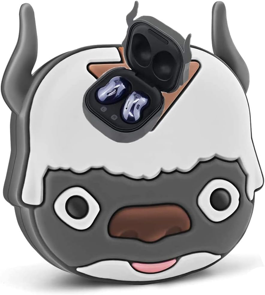 Case Compatible with Samsung Galaxy Buds 2 Case (2021)/ Galaxy Buds Pro (2021)/Galaxy Buds Live (2020)/Buds2 Pro Case (2022), Cartoon Anime Silicone Protective Cute Cover for Women Smart Donkey  KIRDEIVY A-Cute Bull Galaxy Buds 2/Pro/Live 
