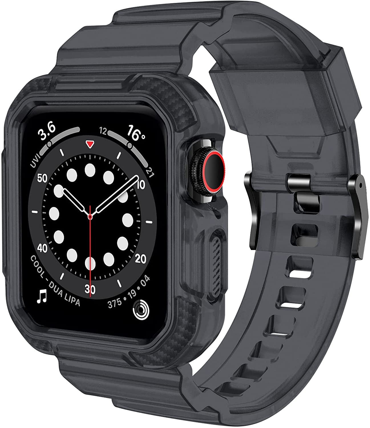 OROBAY Compatible with Apple Watch Band 45Mm 44Mm 42Mm with Case, Shockproof Rugged Band Strap for Iwatch SE SE2 Series 8/7/6/5/4/3/2/1 45Mm 44Mm 42Mm with Bumper Case Cover Men Women, Matte Black  OROBAY Frosted Gray 41mm/40mm/38mm 