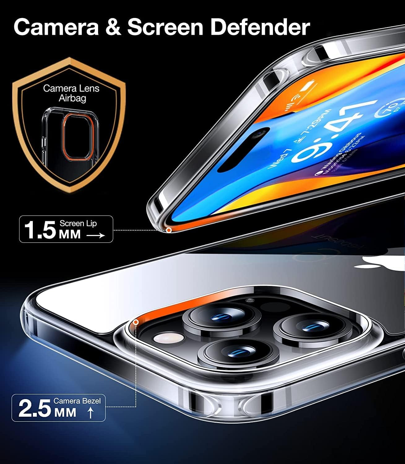 TORRAS Diamond Clear Iphone 14 Pro Case, 10FT Military Grade Drop Tested, Non-Yellowing, Shockproof Protective Hard Back Slim Thin Clear Case for Iphone 14 Pro Phone Case, 6.1 Inch, Clear  TORRAS   