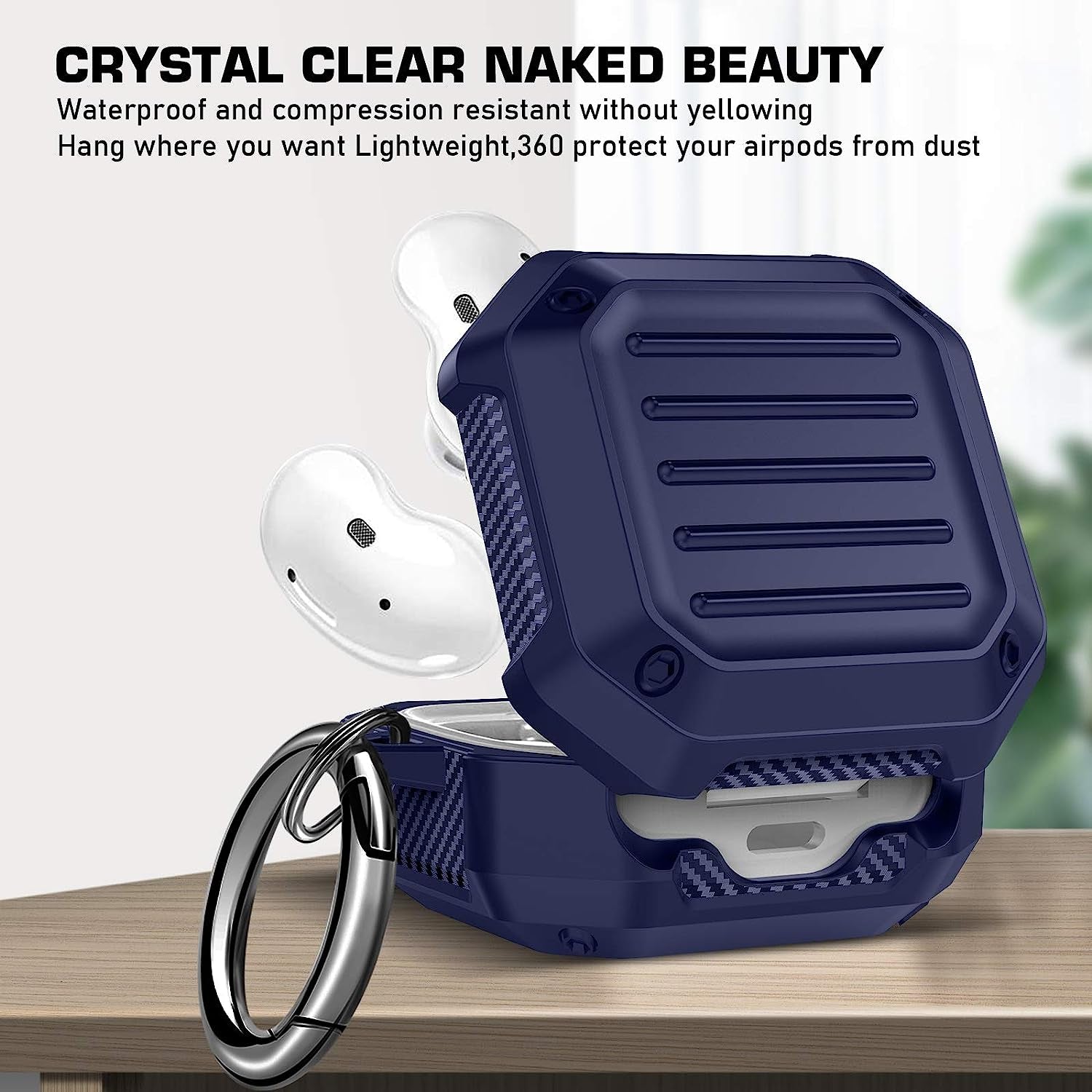 Maxjoy Galaxy Buds Live Case Cover Full Protection TPU Earbud Protective Case Compatible for Samsung Galaxy Buds Live Earbuds Charging Case with Carabiner Led Visible (Navy Blue)  Maxjoy   