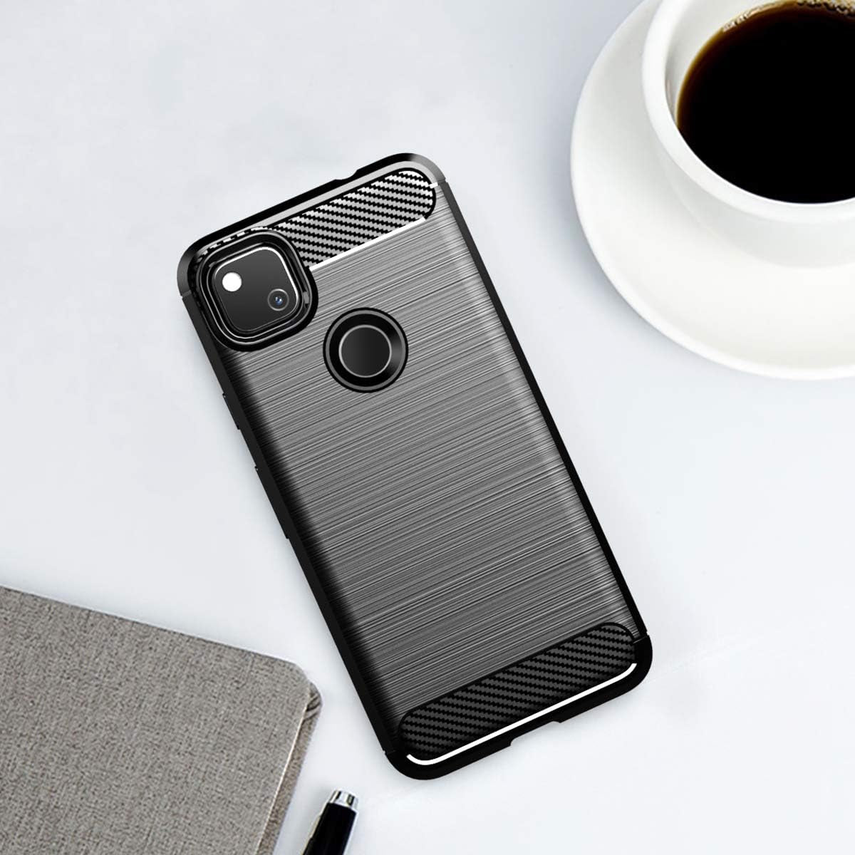 SNOSHO Google Pixel 4A 4G Phone Case, Slim Thin Soft Flexible TPU Silicone Rubber Anti-Scratch Shockproof Protective Cover for Pixel 4A [ NOT Compatible with Pixel 4A 5G ],Brushed Black  SNOSHO   