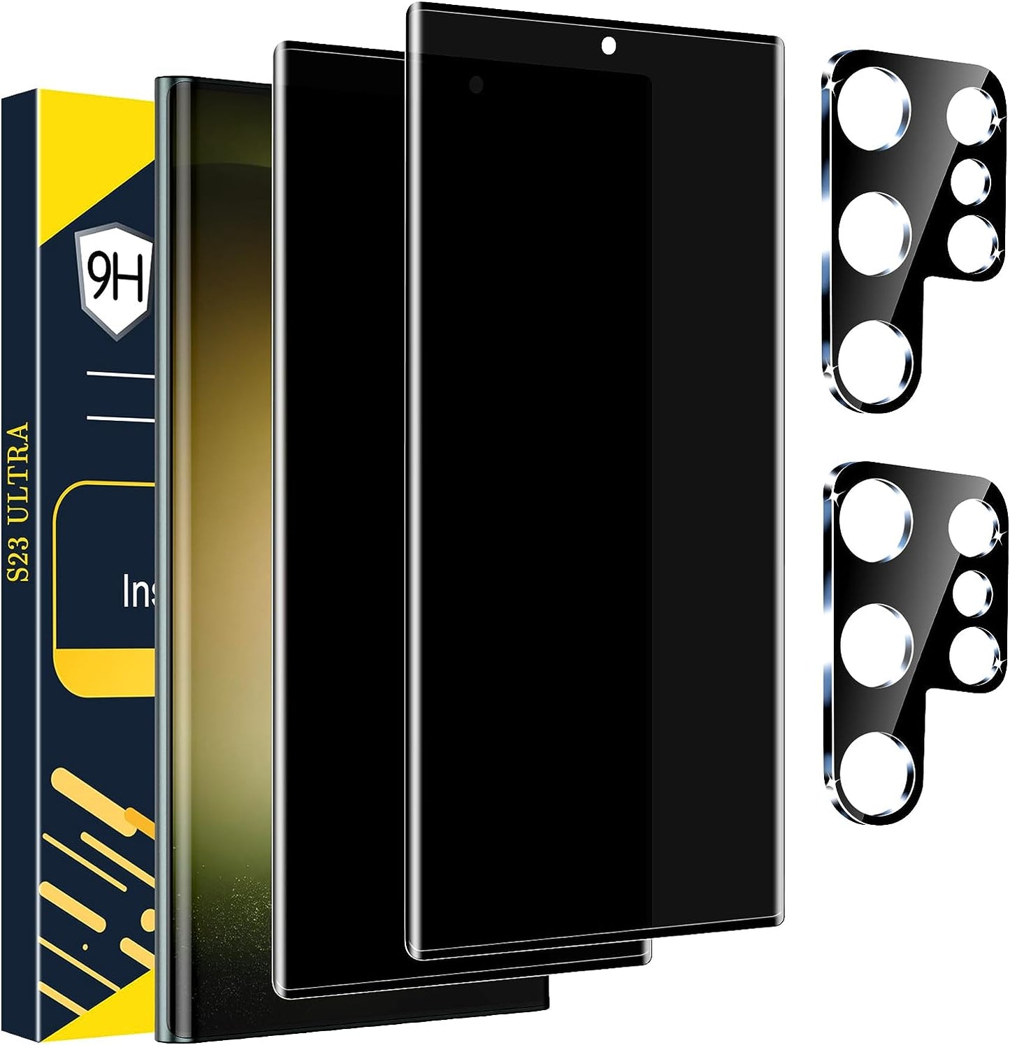 Arshek [2+2 Pack] Galaxy S22 Ultra Privacy Screen Protector, 9H Tempered Glass, Ultrasonic Fingerprint Support, 3D Curved, HD Clear Anti-Spy Film for Samsung S22 Ultra 5G Glass Screen Protector  Arshek S23Ultra-6.8Inch-Privacy-Hd12A  