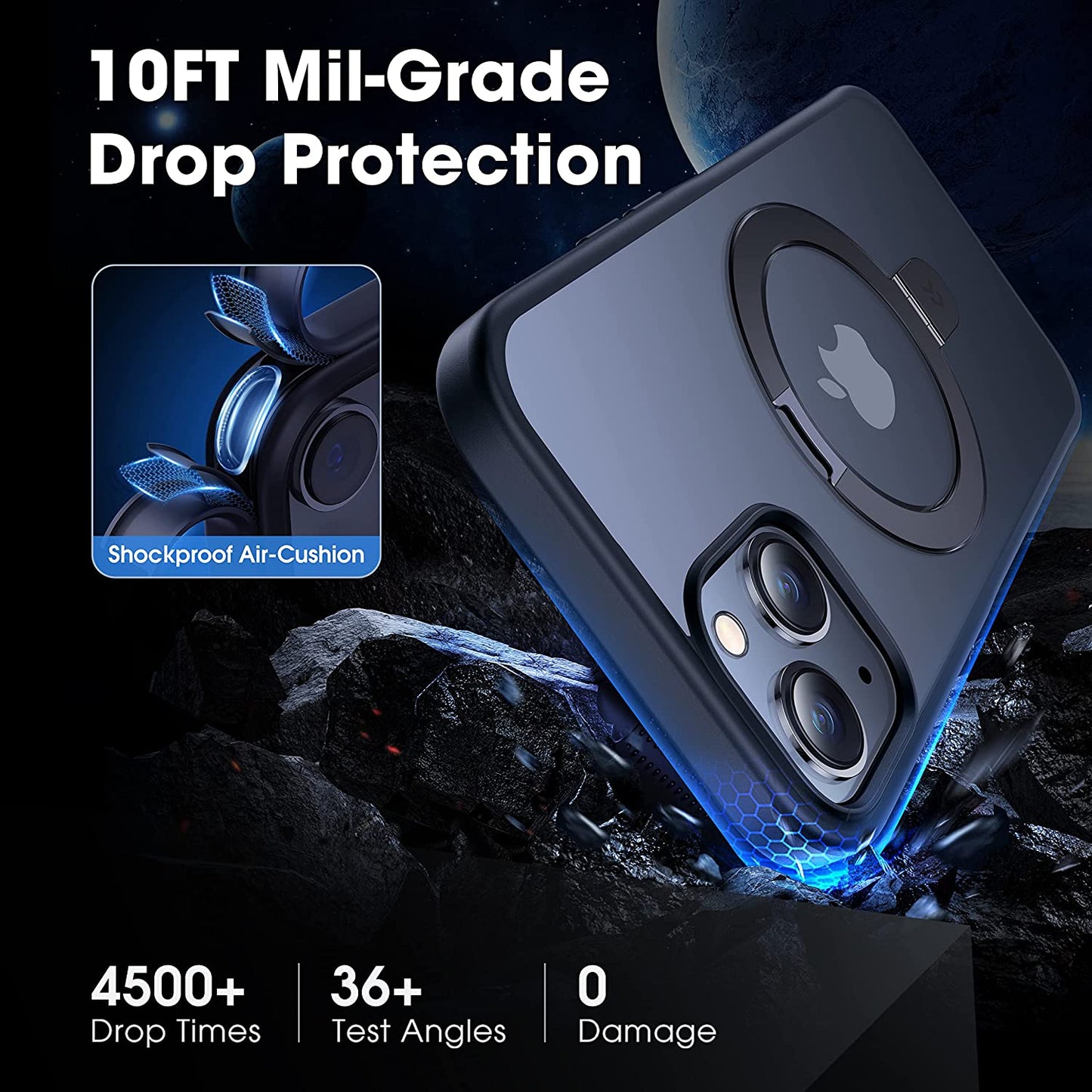 CASEKOO for Iphone 13 Case/Iphone 14 Case with Magnetic Invisible Stand [Military Drop Protection] [Compatible with Magsafe] Shockproof Slim Translucent Matte Cases 6.1 Inch 2022, Black  CASEKOO   