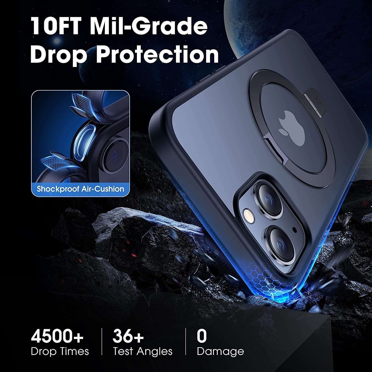 CASEKOO for Iphone 13 Case/Iphone 14 Case with Magnetic Invisible Stand [Military Drop Protection] [Compatible with Magsafe] Shockproof Slim Translucent Matte Cases 6.1 Inch 2022, Black  CASEKOO   