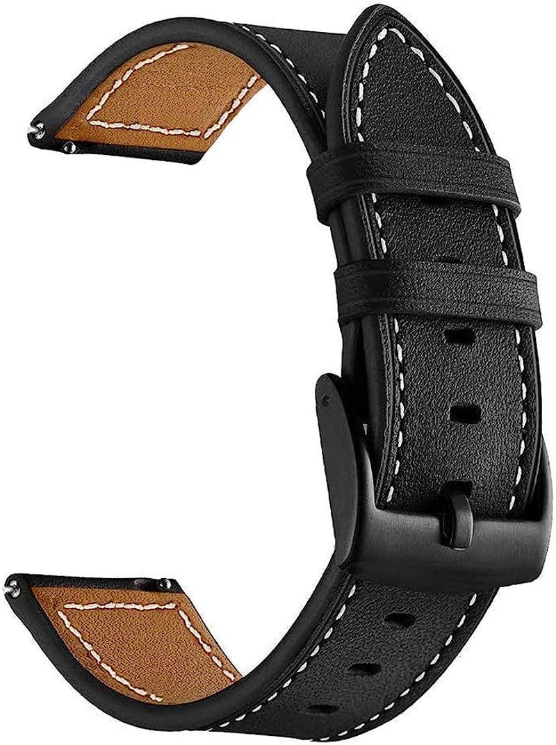 YEEJOK Vivoactive 4S 40Mm Bands Leather, 18Mm Venu 2S Bands for Men Women, Quick Released Leather Watch Strap with Metal Buckle Compatible for Garmin Vivomove 3S 39Mm Smart Watch  Yeejok Black-Black Buckle  
