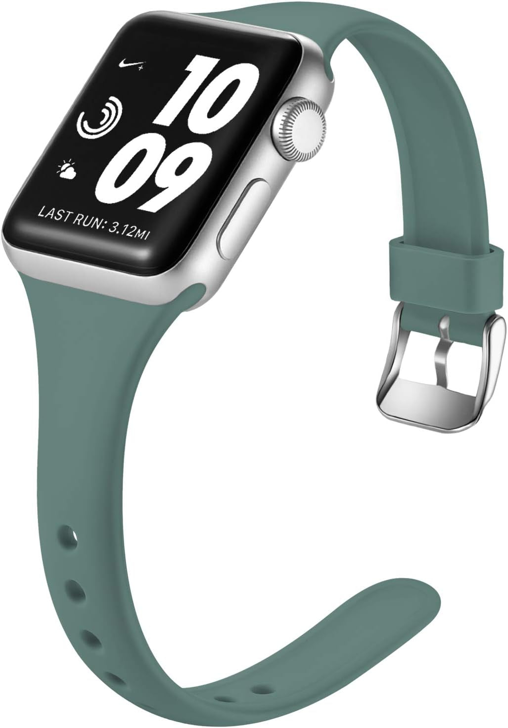 Laffav Slim Band Compatible with Apple Watch 49Mm 45Mm 44Mm 42Mm Iwatch SE & Ultra & Series 8/7/6/5/4/3/2/1 for Women Men, Black, S/M  Laffav Pine Green 38mm/40mm/41mm M/L 