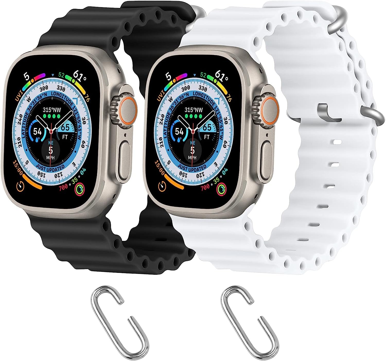 Relting Ocean Band Compatible with Apple Watch Band 38Mm 40Mm 41Mm 42Mm 44Mm 45Mm 49Mm,Adjustable Titanium Buckle Silicone Strap Compatible with Iwatch Ultra SE Series 8 7 6 5 4 3 2 1 for Women Men  Relting   