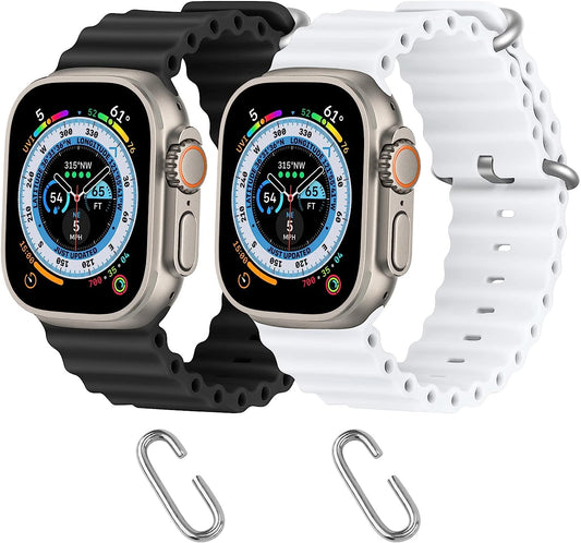 Relting Ocean Band Compatible with Apple Watch Band 38Mm 40Mm 41Mm 42Mm 44Mm 45Mm 49Mm,Adjustable Titanium Buckle Silicone Strap Compatible with Iwatch Ultra SE Series 8 7 6 5 4 3 2 1 for Women Men  Relting   
