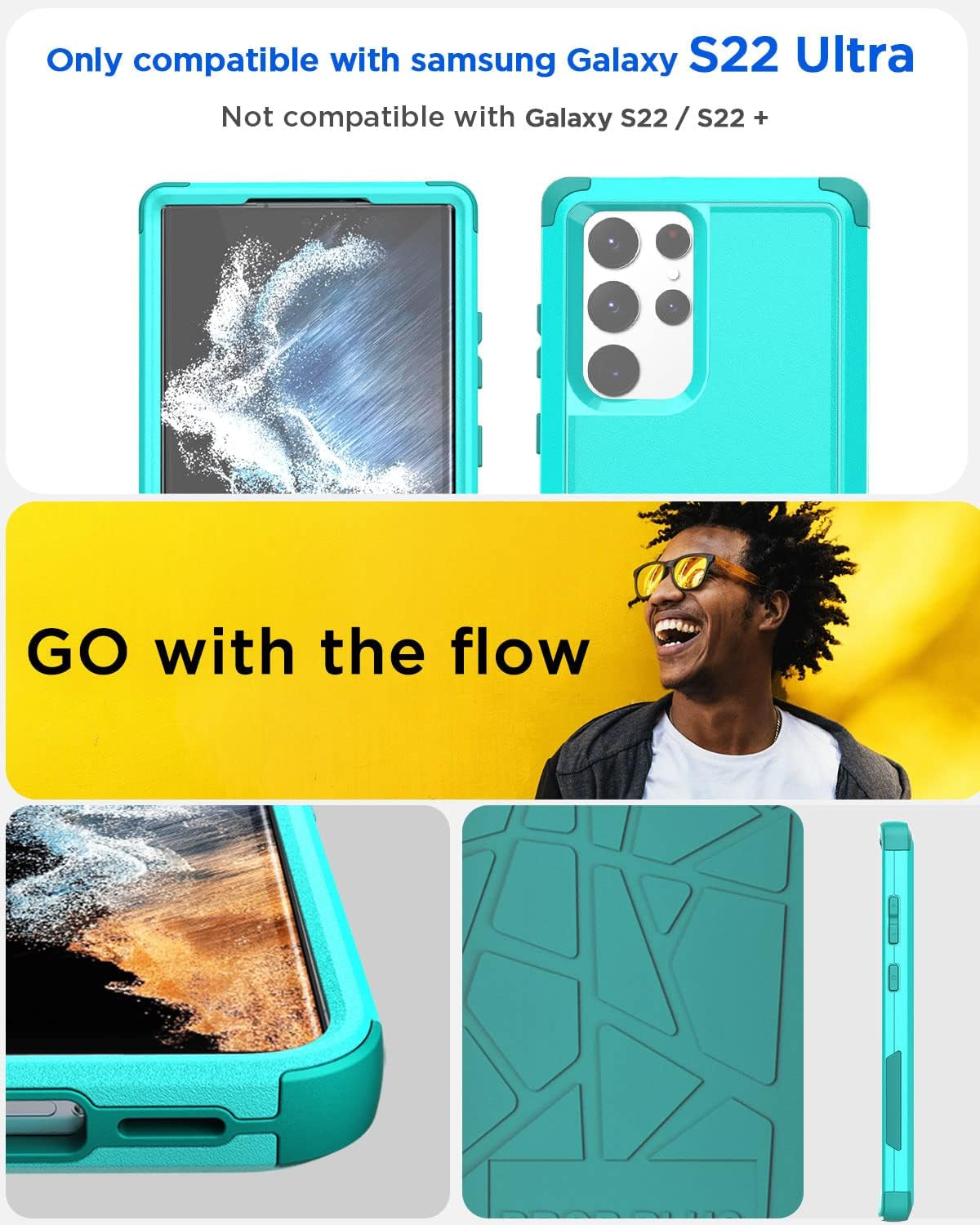 Aicase for Galaxy S22 Ultra Case,Heavy Duty 3-Layer Rugged Pocket-Friendly Phone Case,Durable Military Grade Protection Shockproof/Drop Proof/Dust-Proof Protective Cover for Samsung S22 Ultra 6.8“  AICase   