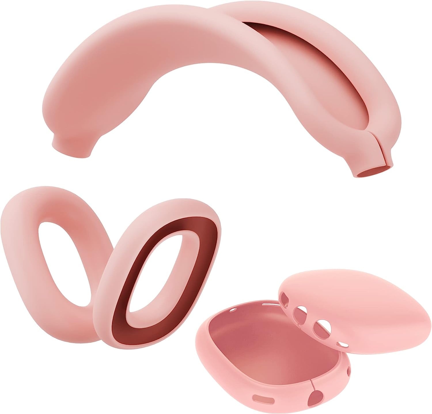 TUCANA Silicon Cases Compatible for Airpods Max, Overhead Cover + Earcup Cover + Ear Pad Cover (Black)  TUCANA Pink  